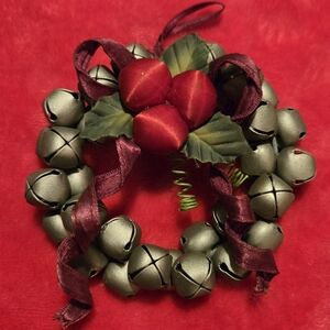 Festive Bell Wreath with Red Accents